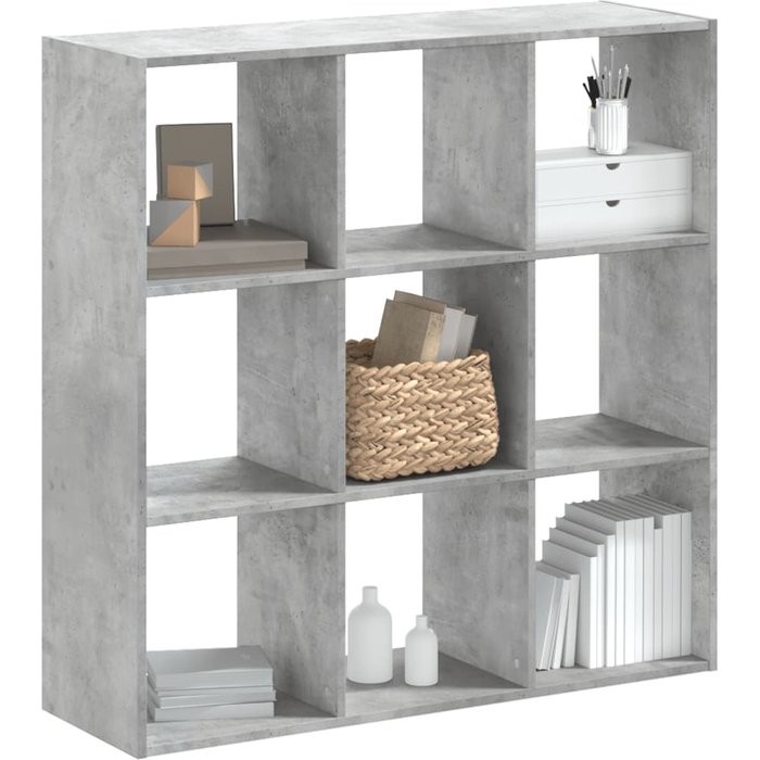 Estantería de madera de ingeniería gris hormigón 102x32x102 cm vidaxl