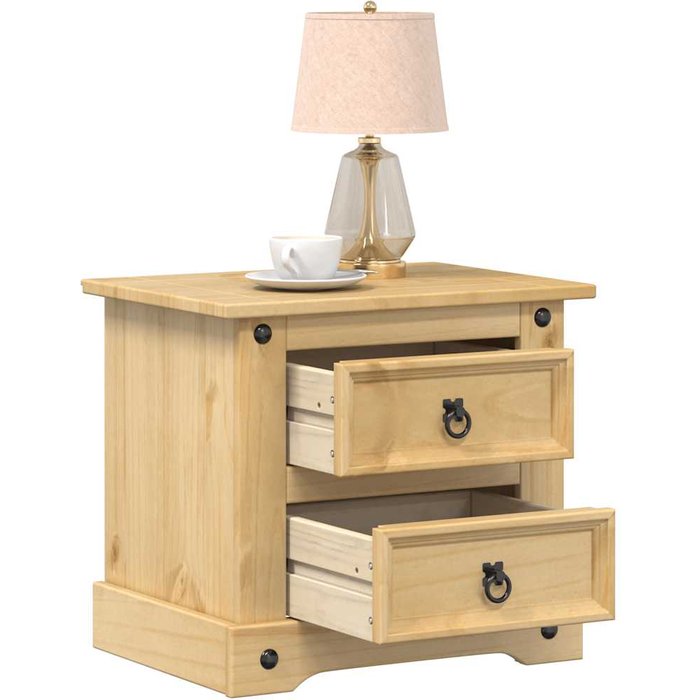 Mesita de noche corona madera maciza de pino 53x39x47 cm vidaxl