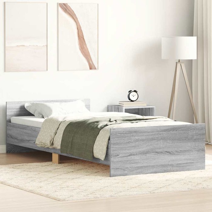 Estructura de cama madera de ingeniería gris sonoma 100x200 cm vidaxl