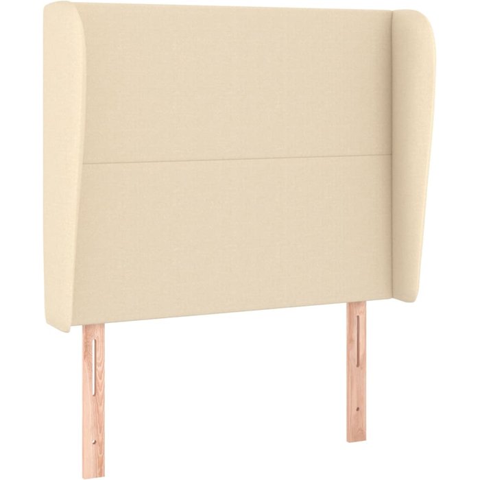 Cabecero con orejas de tela color crema 103x23x118/128 cm - comfortxl