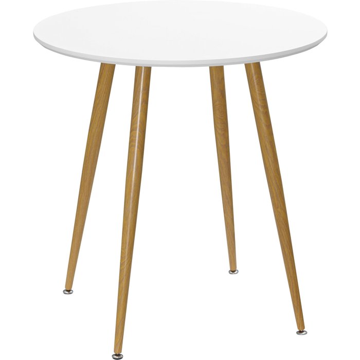 Mesa de cocina redonda ø72cm para 2 personas estilo nórdico blanco y madera