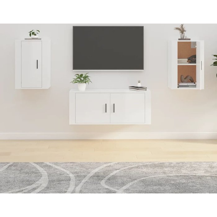 Muebles para tv de pared 2 uds blanco brillante 40x34,5x60 cm - comfortxl