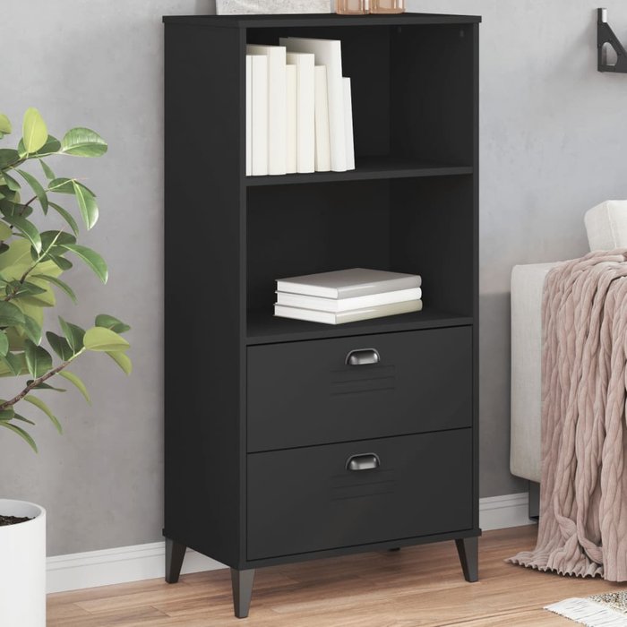 Librería viken negra, 60x35x123 cm, madera de ingeniería. - pangivo