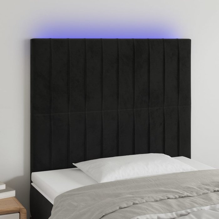 Maison exclusive - cabecero con luces led terciopelo negro 80x5x118/128 cm