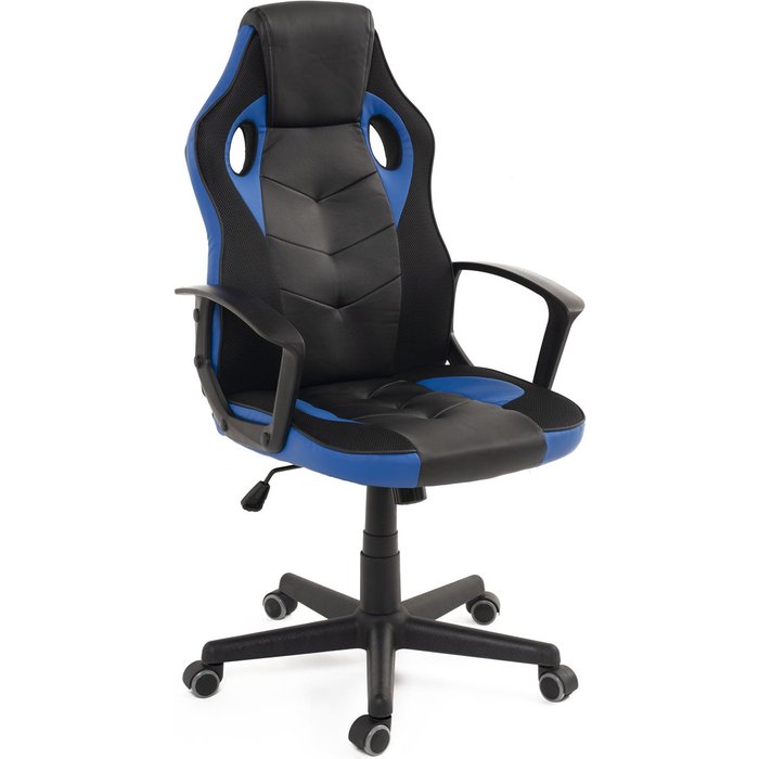 Silla gaming sena, estilo racing, respaldo reclinable y giratorio (negro y azul)