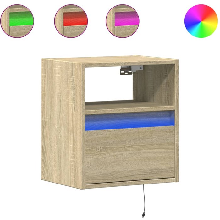 Mueble de tv de pared con iluminación led roble sonoma 41x31x45 cm - comfortxl