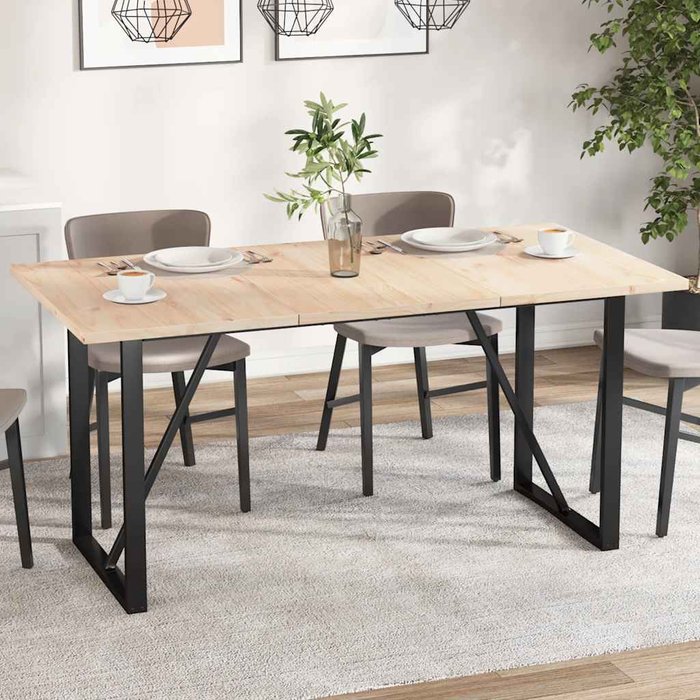 Juego de mesa de 3 piezas, 80x53x2,5 cm, rectangular, madera maciza de pino.