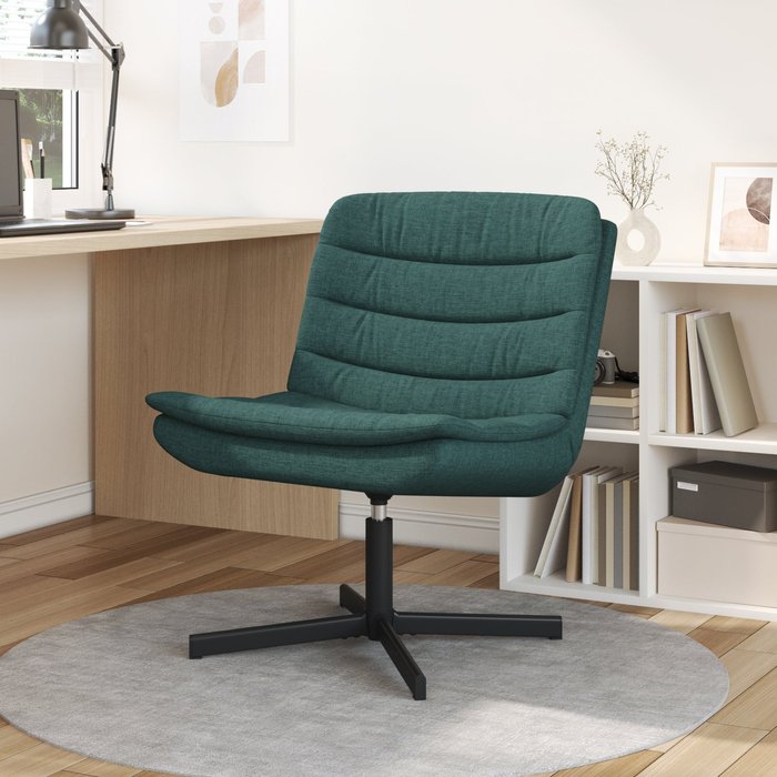 Silla giratoria verde oscuro 63 x 75 x 76 cm tela vidaxl
