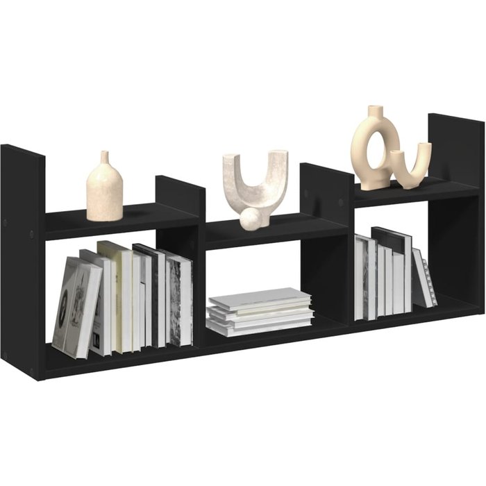 Mueble de pared 100x18x40 cm madera contrachapada negra