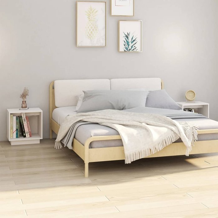 Mesitas de noche 2 uds madera maciza de pino blanco 40x30x40 cm - comfortxl