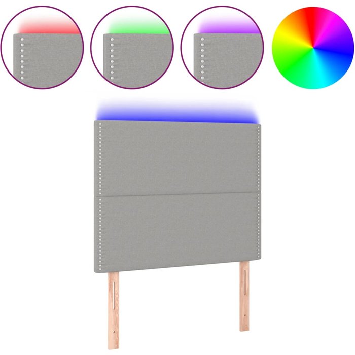 Cabecero con luces led tela gris claro 100x5x118/128 cm - comfortxl