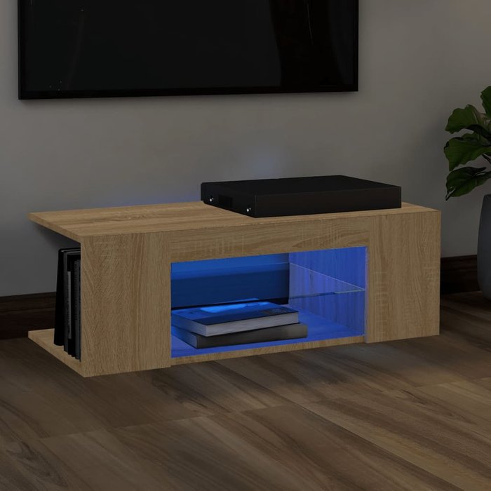 Maison exclusive - mueble de tv con luces led roble sonoma 90x39x30 cm