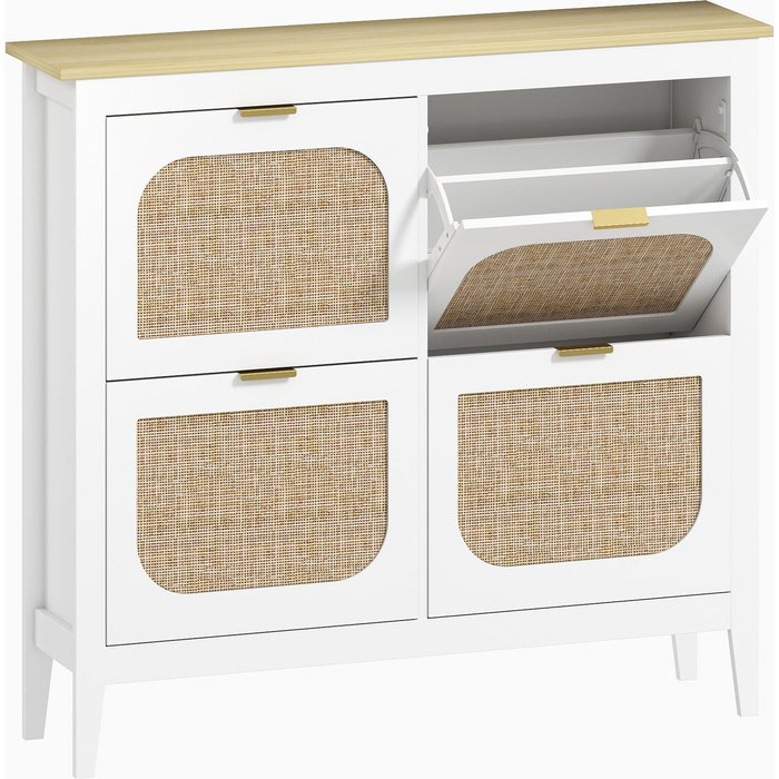 Zapatero estrecho homcom melamina de madera blanco 105x24x95.5 cm 837-602v02wt