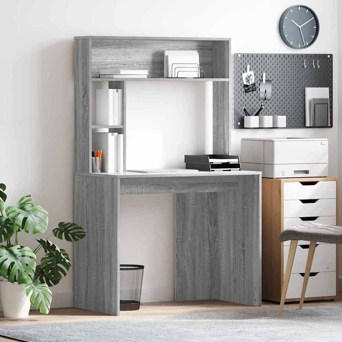 Escritorio sonoma grey de 91 x 50 x 149 cm, fabricado en madera de ingeniería.