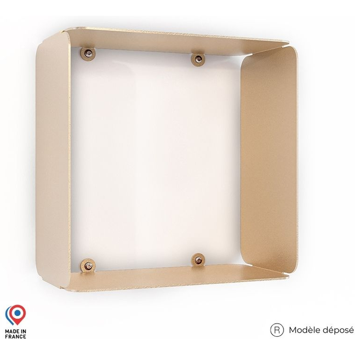 Estante de pared cubo deco-gem, acero acabado epoxi champán. 30x30x15 cm