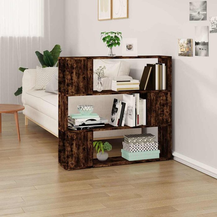 Estantería/separador de ambientes, roble ahumado, 100x24x94 cm - pangivo