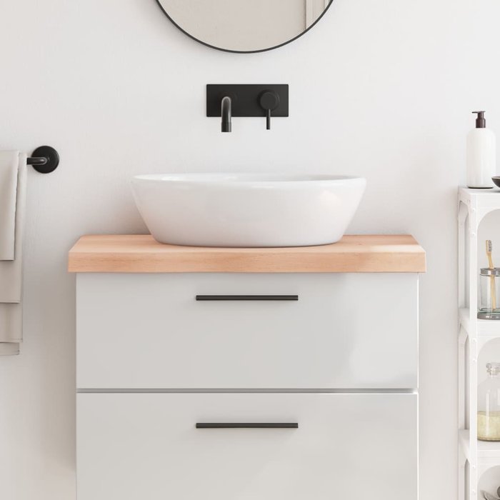Mostrador de ba?o 80x50x(2-6) cm madera maciza sin tratar