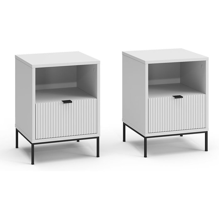 Vicco mesilla de noche eliza, blanco, lote de 2