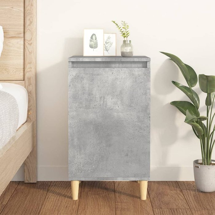 Mesita de noche madera contrachapada gris hormigón 40x35x70 cm - comfortxl