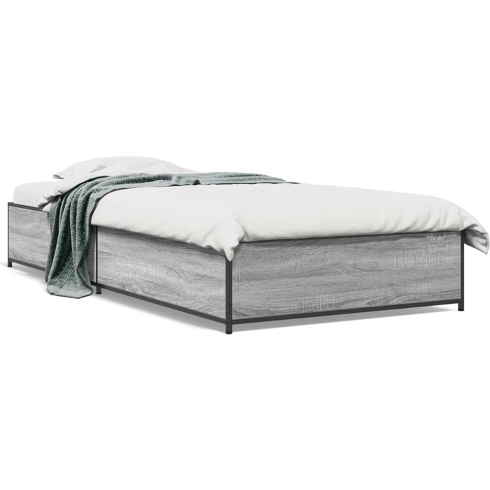 Maison exclusive - estructura cama madera ingeniería metal gris sonoma 90x200 cm