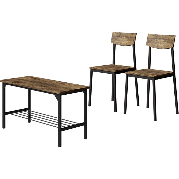 Vicco banco y silla fyrk, negro/roble rústico, 85 x 46 cm 3 partes