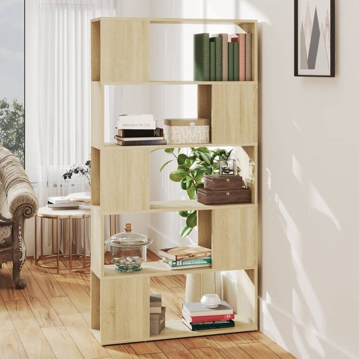 Librería separadora de ambientes, roble sonoma, 80x24x155 cm - pangivo