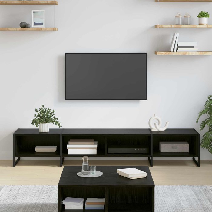 Mueble de tv, roble negro, 170,5 x 36 x 30,5 cm, madera de ingeniería