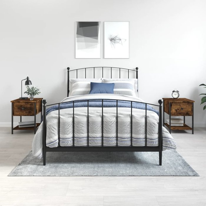 Vidaxl mesita noche 2 uds madera ingeniería roble ahumado 34x35,5x45cm
