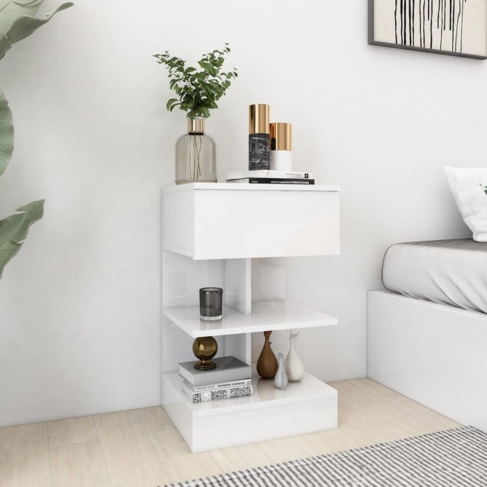Mesitas de noche 2 unidades blanco brillo 40x35x65 cm - comfortxl