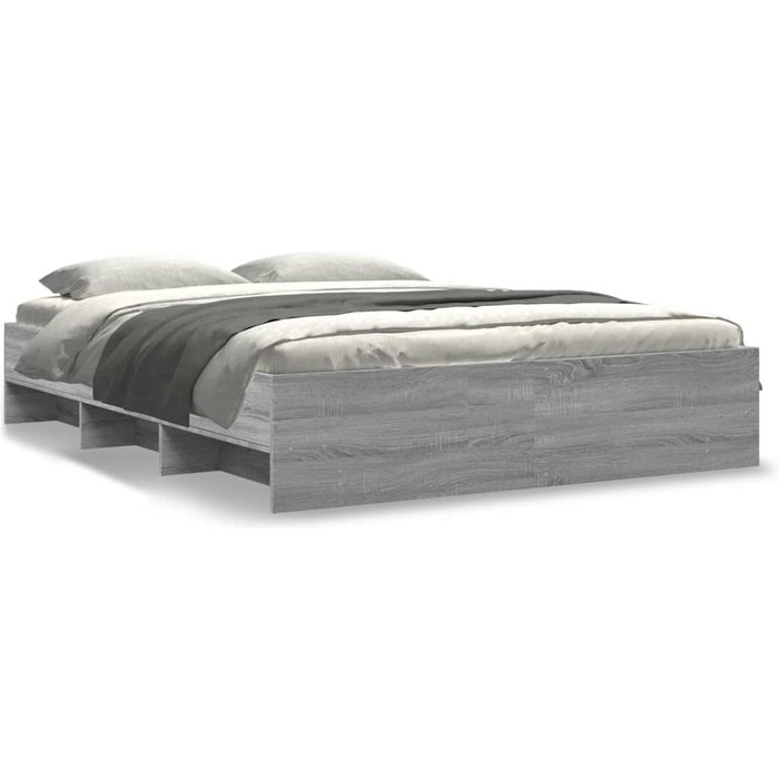 Vidaxl estructura de cama madera de ingeniería gris sonoma 150x200 cm