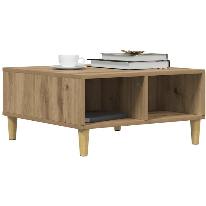 Mesa de centro de roble hecha a mano, 60x60x30 cm, madera de ingeniería.