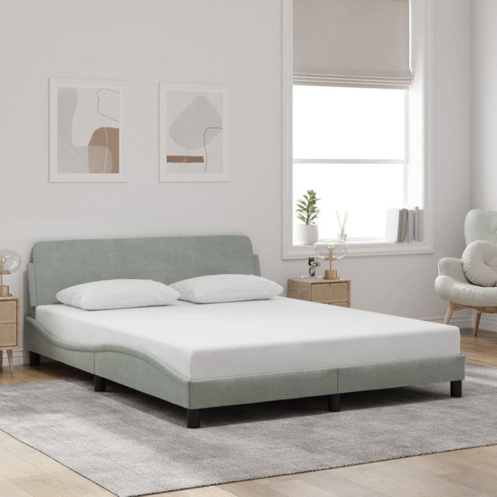 Estructura de cama dover terciopelo gris claro 160x200 cm vidaxl