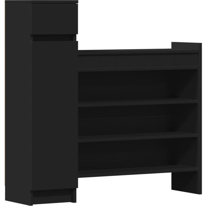 Zapatero madera de ingeniería negro 100,5x28x100 cm - comfortxl