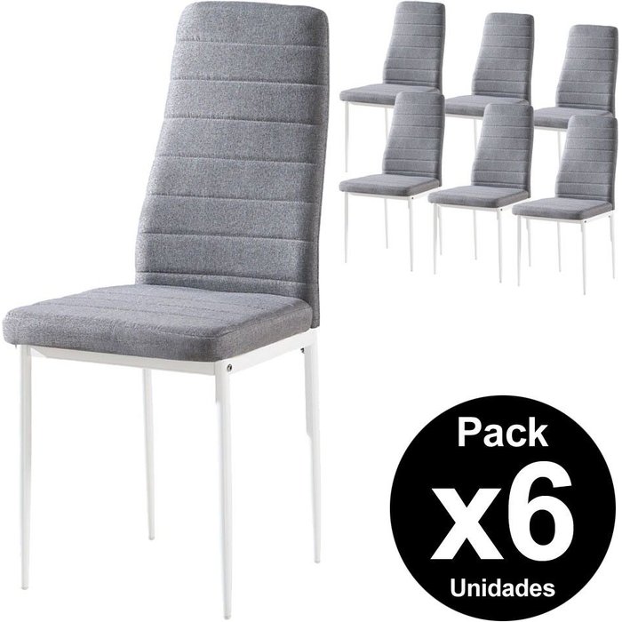 Pack 6 sillas salón yuka tapizada 40 x 48 x 97 cm - blanco