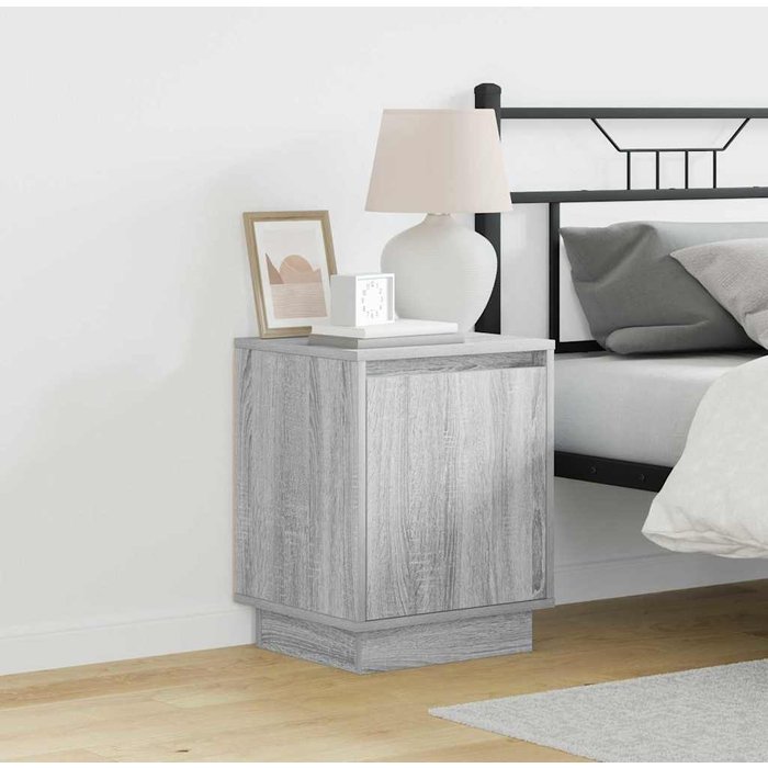 Mesita de noche de 2 piezas, gris, 39 x 34,5 x 50 cm