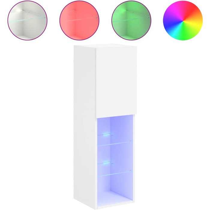 Mueble de tv con luces led blancas 30,5x30x102 cm - comfortxl