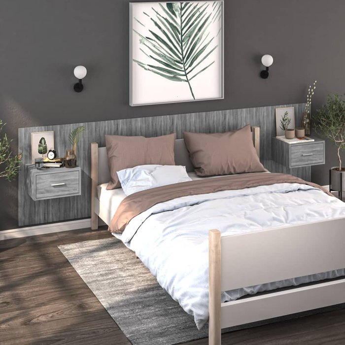 Maison exclusive - mesita de noche de pared 2 unidades color gris sonoma