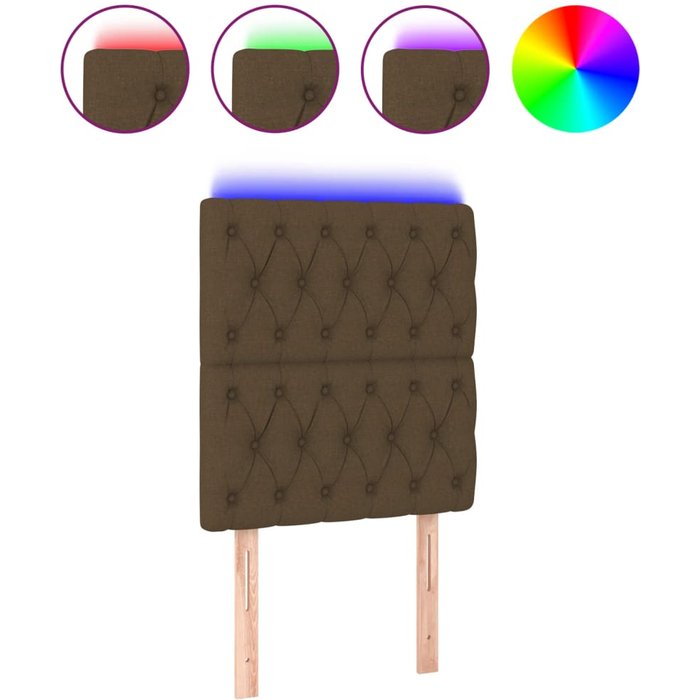 Cabecero cama - mueble cabecero con luces led tela marrón oscuro 80x7x118/128 cm