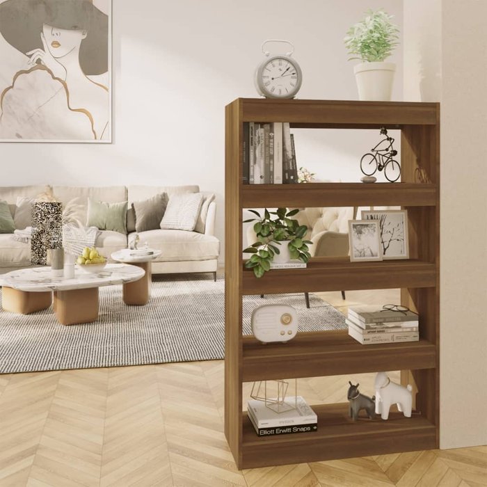 Librería/separador de ambientes roble marrón 80x30x135 cm