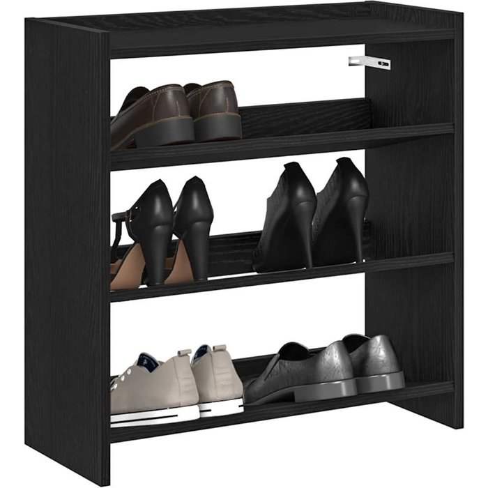 Zapatero negro, 60x25x62 cm, madera de ingeniería.