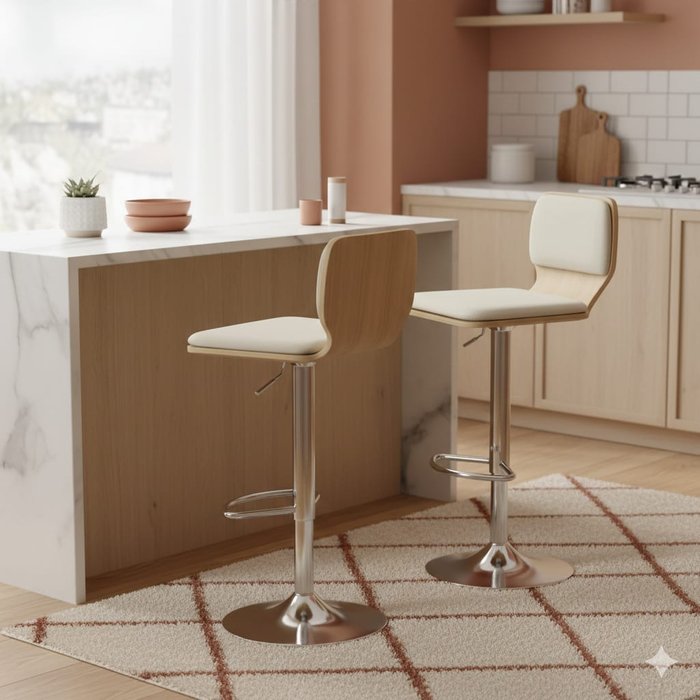 Taburetes altos essenza tela lino beige 41x47x81-102cm ajustables