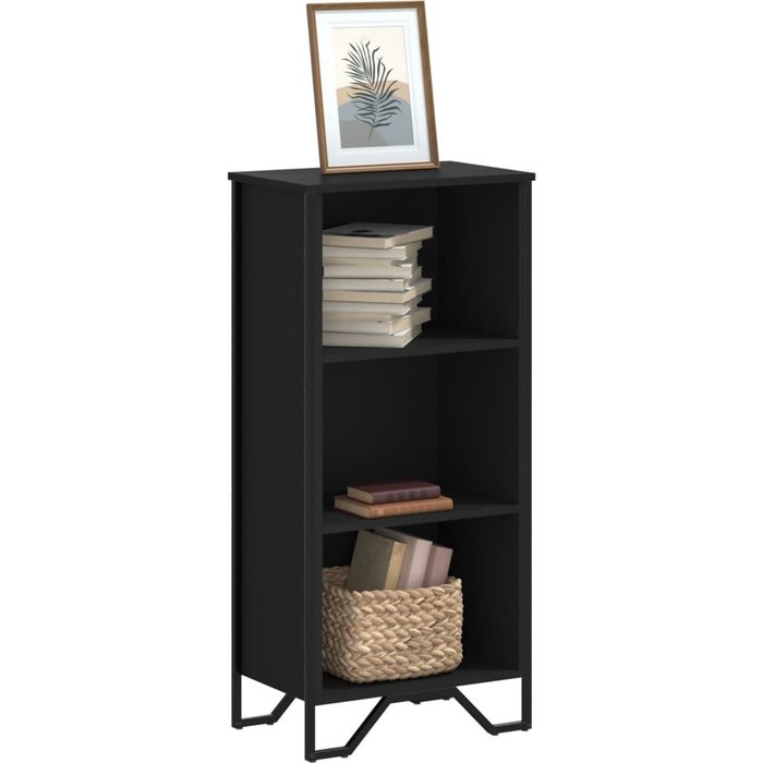 Librería negra 50x31x106 cm de madera contrachapada