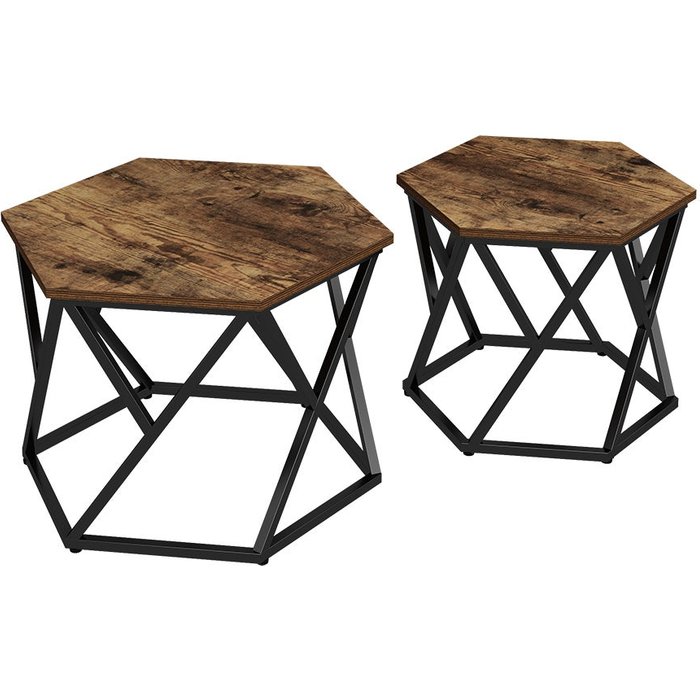 Vicco conjunto de mesa de centro fyrk, roble rústico, 57 x 57 cm 2 partes