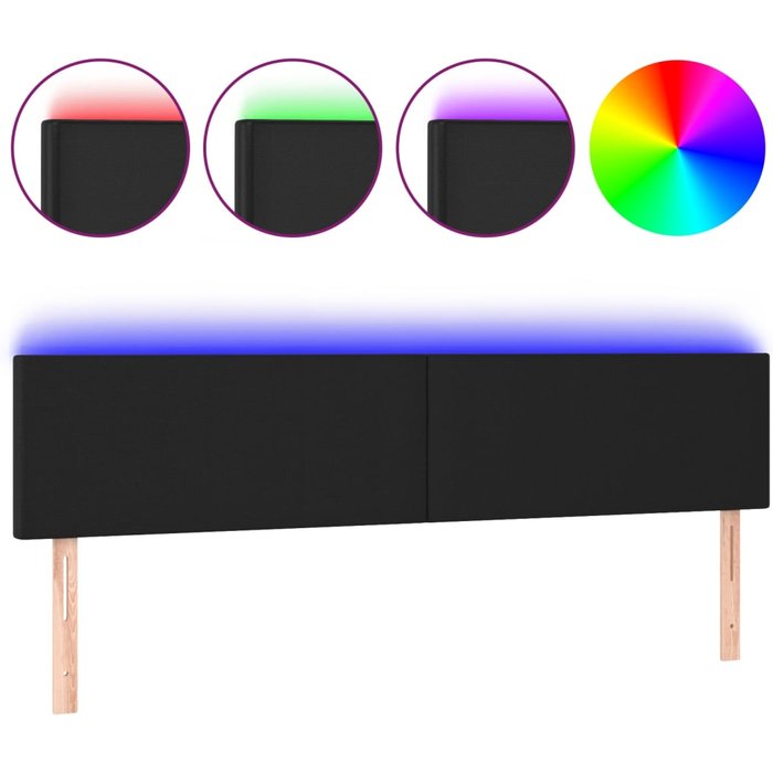 Cabecero con led cuero sintético negro 160x5x78/88 cm - comfortxl