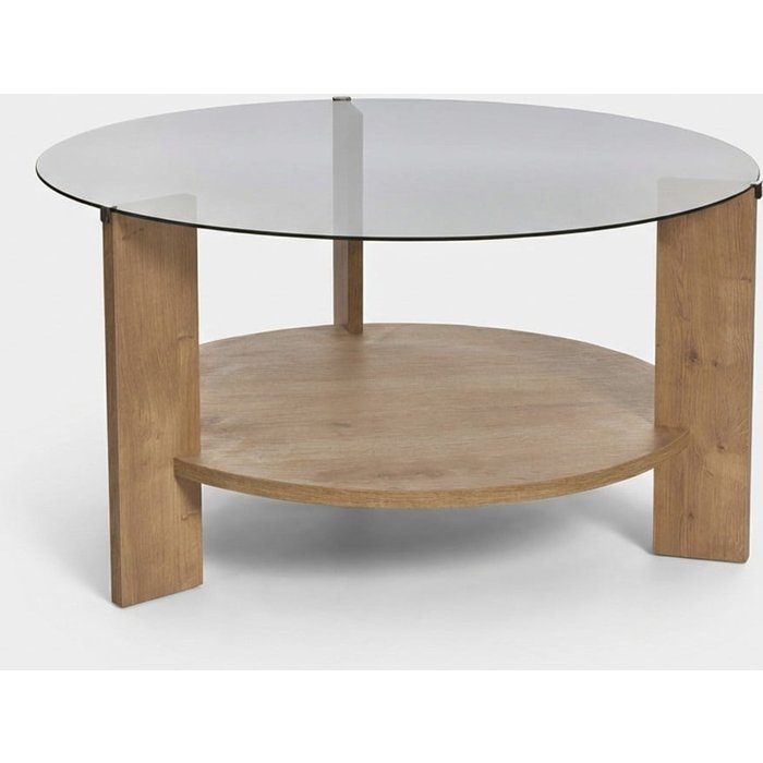 Mesa de centro redonda de vidrio templado clara fumé