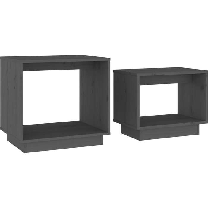 Mesas de centro apilables 2 unidades en pino macizo gris - comfortxl