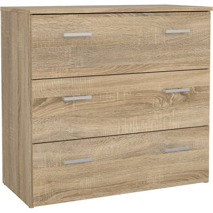 Wellhome cómoda duero con 3 cajones 74x36x70cm color roble