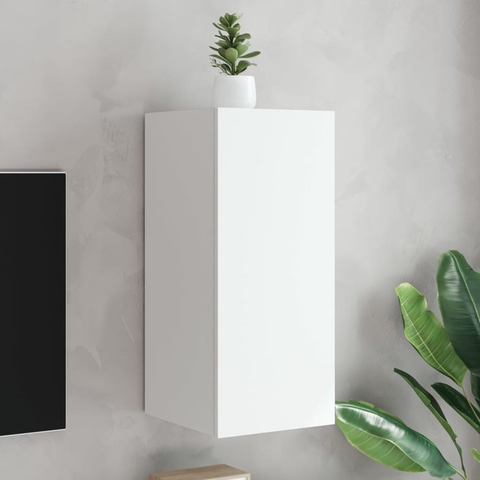 Maison exclusive - mueble de tv de pared con luces led blanco 30,5x35x70 cm