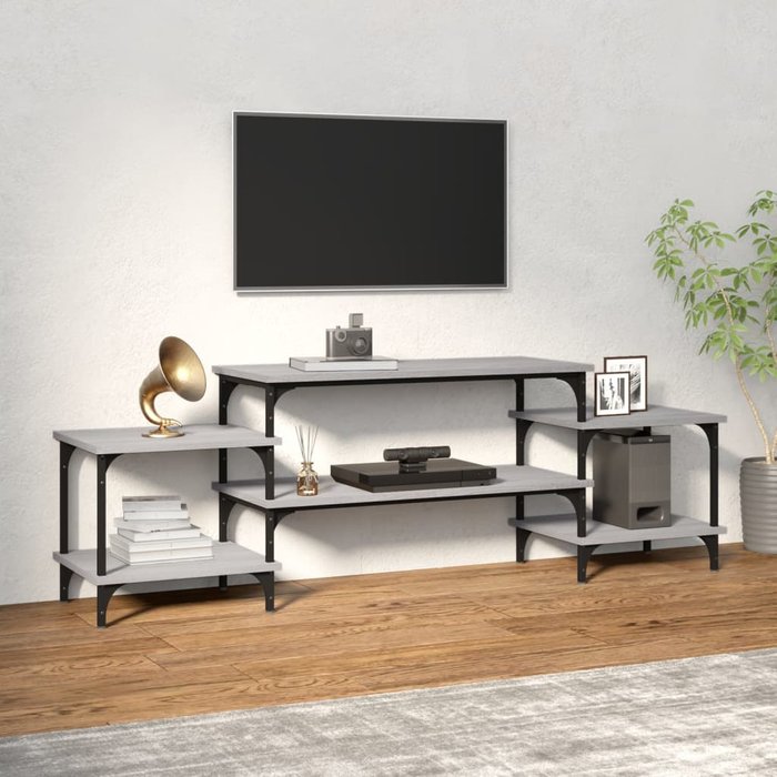 Mueble de tv sonoma, gris, 157x35x52 cm, madera de ingeniería