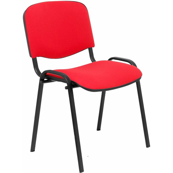 Silla iso tapizada con tela color rojo. sin brazos